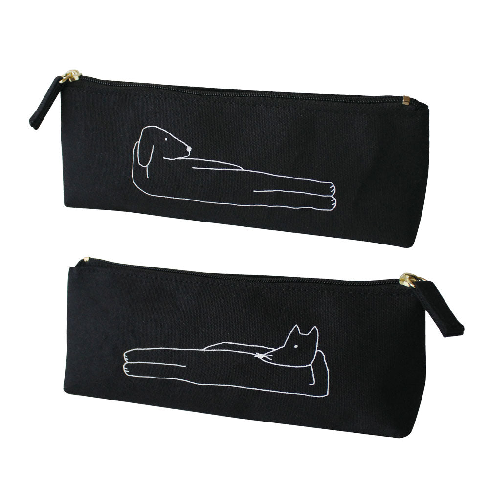 CANVAS PEN CASE キャンバスペンケース B｜おしゃれ かわいい 高校生 中学生 入学 シンプル 小物入れ キャンバス シンプル 大容量 マスターピース 刺繍 帆布 猫 犬 動物 ボルゾイ ゴリラ｜MATOKA マトカ
