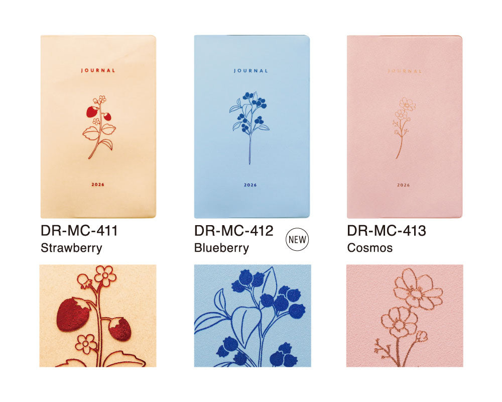 手帳 2026 マトカ 2026年1月始まり ダイアリー スケジュール帳｜新書判 コンパクトマンスリー（月間ブロック）『フローラ｜FLORA』コスモス ブルーベリー ストロベリー いちご 苺 花柄