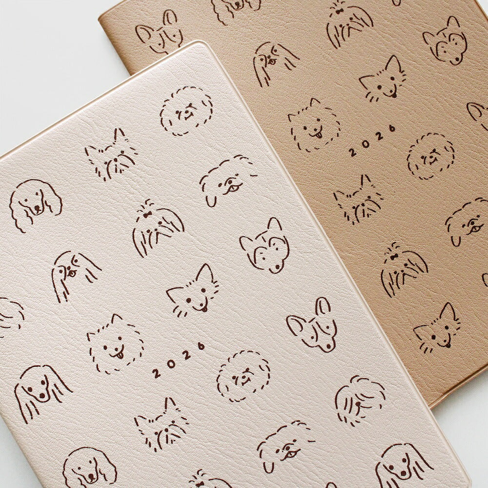 手帳 2026 マトカ 2026年1月始まり ダイアリー スケジュール帳｜B6サイズ マンスリー・フルカラー（月間ブロック）『ドギー｜DOGGY』イヌ いぬ 犬 ドッグ