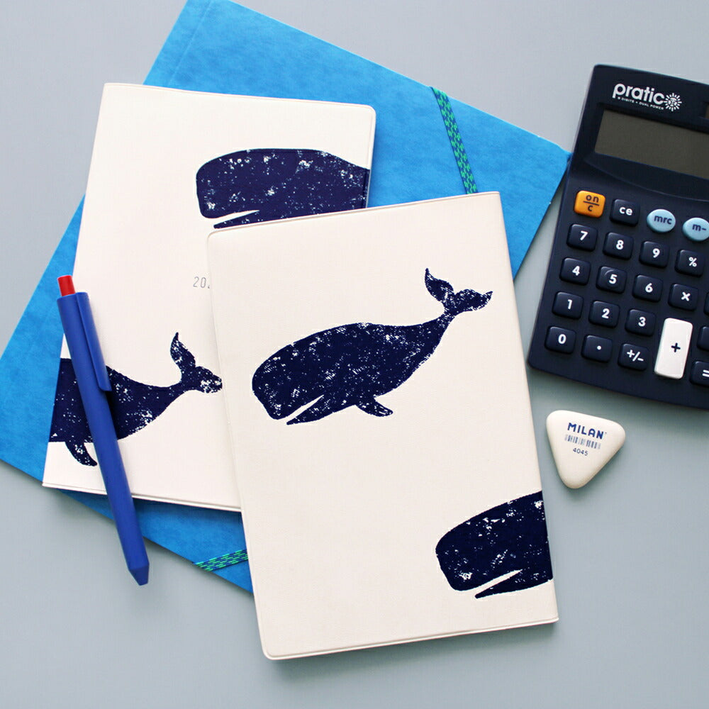手帳 2026 マトカ 2026年1月始まり ダイアリー スケジュール帳｜B6サイズ マンスリー・フルカラー（月間ブロック）『クジラ｜WHALE』