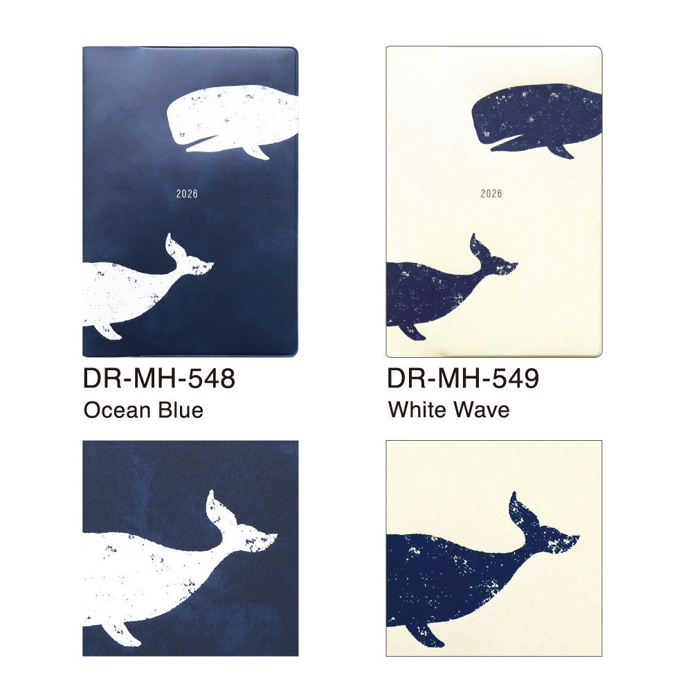 手帳 2026 マトカ 2026年1月始まり ダイアリー スケジュール帳｜B6サイズ マンスリー・フルカラー（月間ブロック）『クジラ｜WHALE』