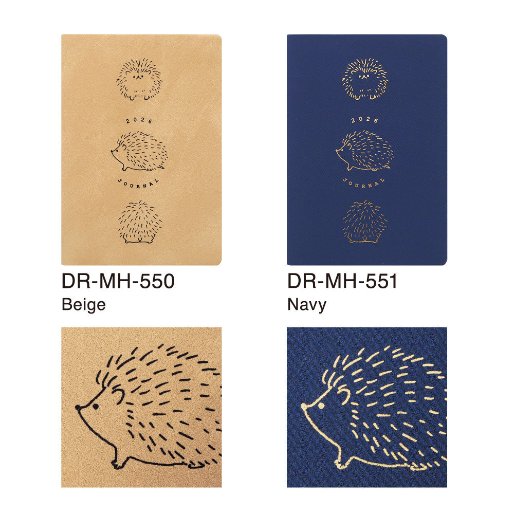 手帳 2026 マトカ 2026年1月始まり ダイアリー スケジュール帳｜B6サイズ マンスリー・フルカラー（月間ブロック）『ラウンドはりねずみ｜ROUND HEDGEHOG』ハリネズミ かわいい