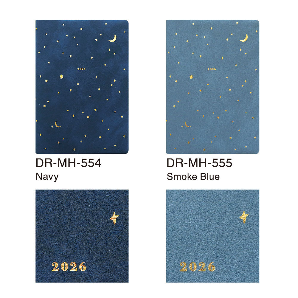 手帳 2026 マトカ 2026年1月始まり ダイアリー スケジュール帳｜B6サイズ マンスリー・フルカラー（月間ブロック）『ミニュイ｜MINUIT』夜空 星座 月