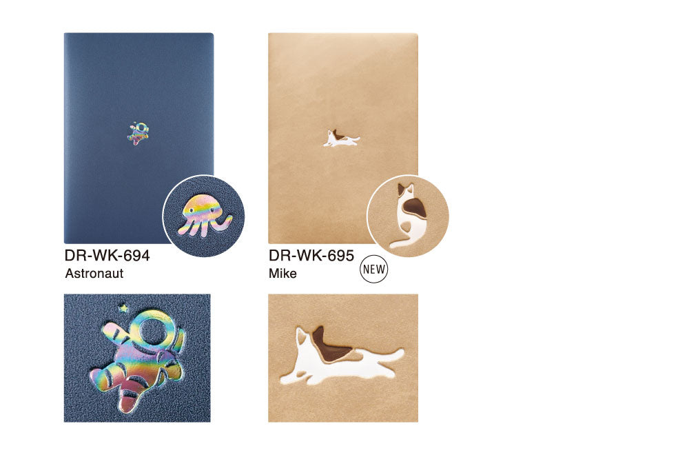 手帳 2026 マトカ 2026年1月始まり ダイアリー スケジュール帳｜B6サイズ ウィークリー・ブロック式（週間ブロック・日記帳）『ワンポイント アニマル｜POINT ANIMAL・A』シュナウザー タコ 宇宙飛行士 猫 ねこ ハリセンボン