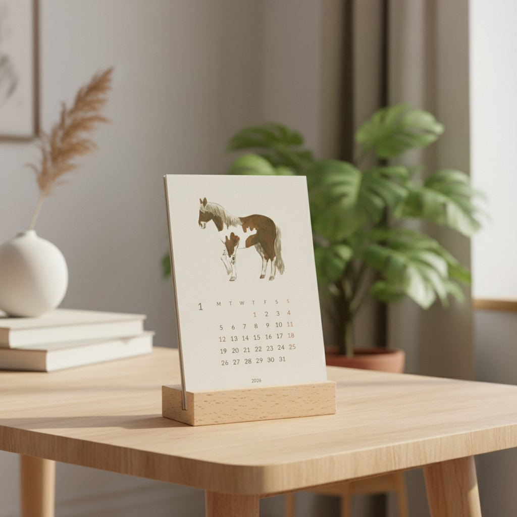 MATOKA マトカ 2026年 卓上カレンダー 木製スタンドタイプ（月曜始まり）『DJUR｜ユール』（CAL-140）