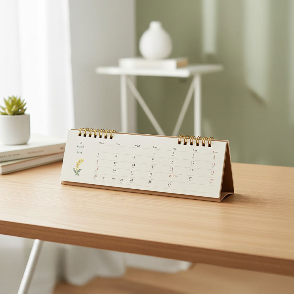 MATOKA マトカ 2026年 卓上カレンダー リングタイプ（月曜始まり）『MOIS ET FLEURS｜モワ・エ・フルール』（CAL-160）