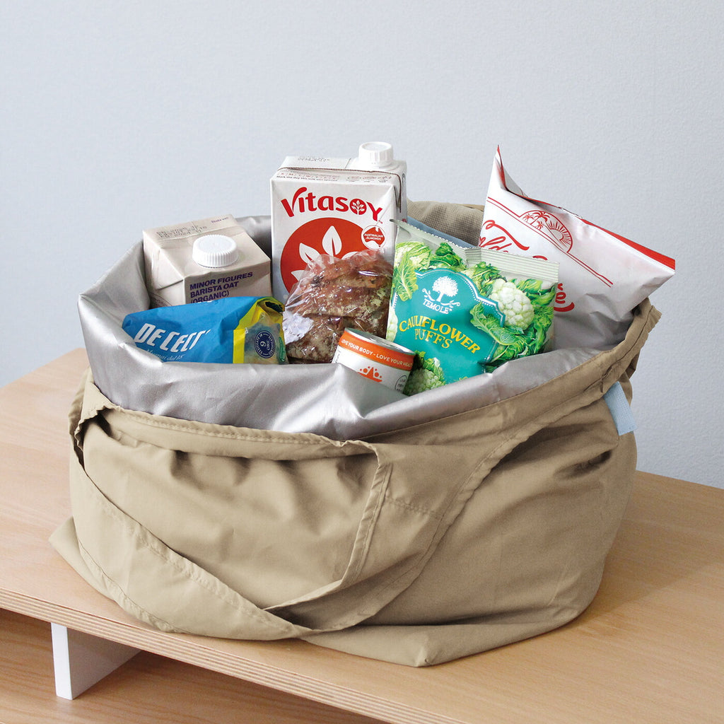 LAURIER TWO-TONE COOLER SHOPPING BAG｜ローリエ ツートーン 保冷 ショッピングバッグ 保温 コンパクト シンプル レジ袋 折りたたみ 大容量 大きめ おしゃれ パステル サブバッグ カラフル｜LEAFLETS リーフレッツ