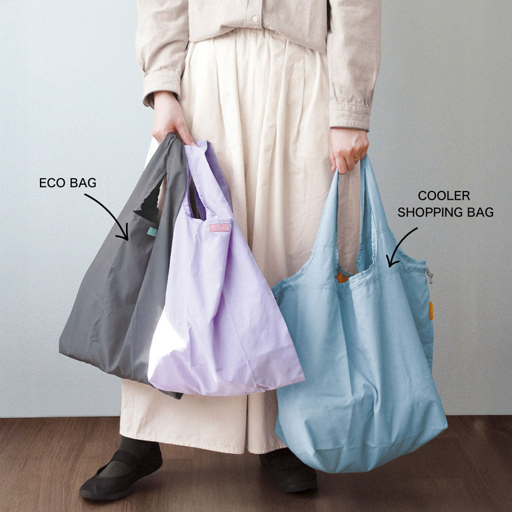 LAURIER TWO-TONE COOLER SHOPPING BAG｜ローリエ ツートーン 保冷 ショッピングバッグ 保温 コンパクト シンプル レジ袋 折りたたみ 大容量 大きめ おしゃれ パステル サブバッグ カラフル｜LEAFLETS リーフレッツ