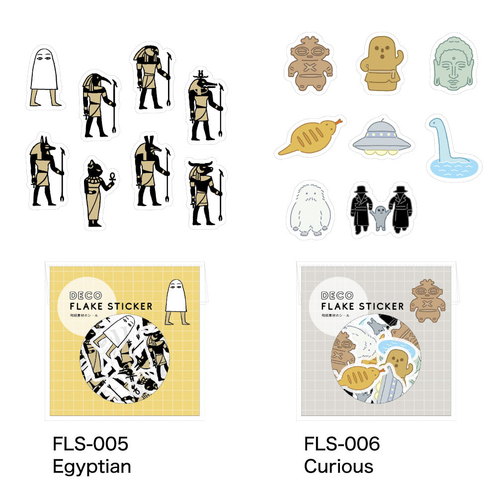 DECO FLAKE STICKER デコフレークシール｜おしゃれ かわいい 動物 大人 恐竜 ダイナソー 犬 猫 アニマル ステッカー シール デコレーション ノート 手帳 アート エジプシャン メジェド UFO 着ぐるみ｜MATOKA マトカ