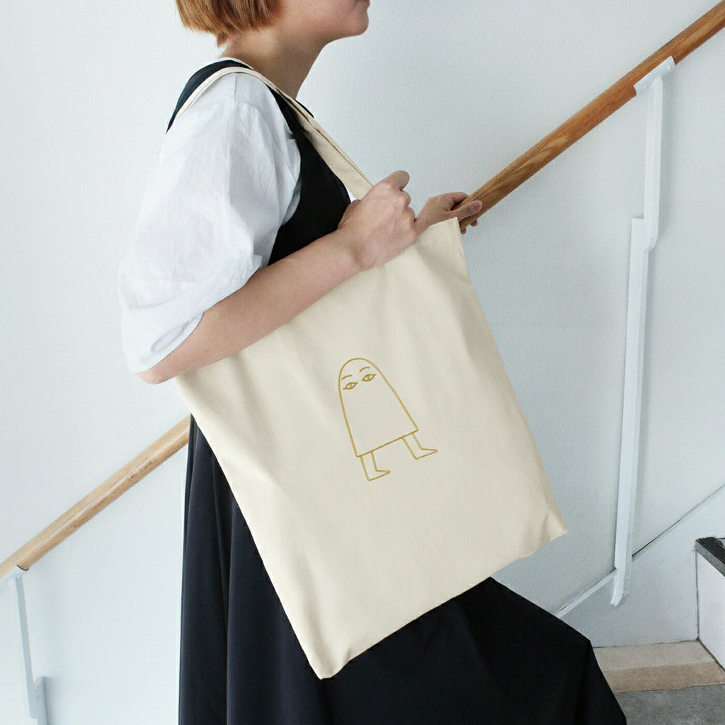 CANVAS TOTE BAG キャンバストートバッグ C｜トート キャンバス 刺繍 大きめ カバン バッグ シュール 土偶 埴輪 はにわ メジェド ピラミッド UFO 宇宙人 エイリアン A4｜MATOKA マトカ
