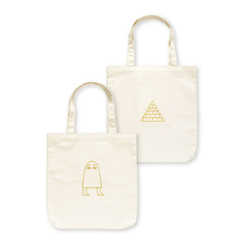 CANVAS TOTE BAG キャンバストートバッグ C｜トート キャンバス 刺繍 大きめ カバン バッグ シュール 土偶 埴輪 はにわ メジェド ピラミッド UFO 宇宙人 エイリアン A4｜MATOKA マトカ