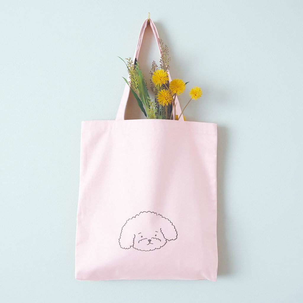 CANVAS TOTE BAG キャンバストートバッグ D｜トート キャンバス 刺繍 大きめ カバン バッグ 動物 アニマル 猫 犬 ブサネコ ティックル トイプードル｜MATOKA マトカ