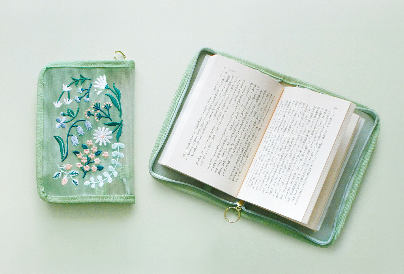 SUVANT BOOK COVER スヴァント ブックカバー｜刺繍 メッシュ 読書 本 カバー 文庫本 読書カバー 文学 芸術 かわいい おしゃれ ボタニカル 花 フラワー 鳥 アート 植物 ギフト プレゼント 母の日｜MATOKA マトカ