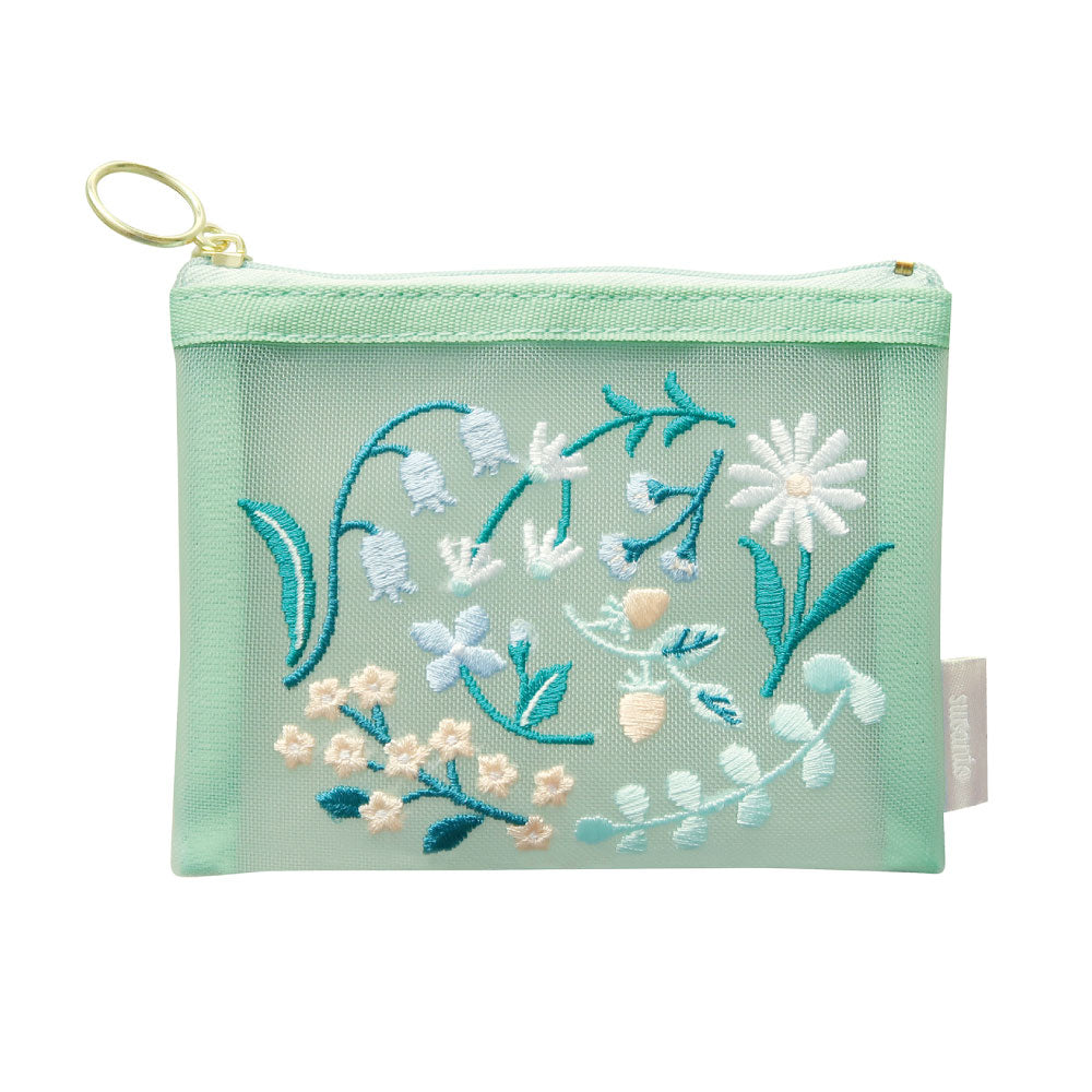 SUVANT MINI POUCH スヴァント ミニポーチ｜ポーチ ケース 刺繍 メッシュ 鍵 キーケース ICカード カード ケース ミニ コンパクト かわいい おしゃれ ボタニカル 花 フラワー 鳥 アート 植物 ギフト プレゼント 母の日｜MATOKA マトカ
