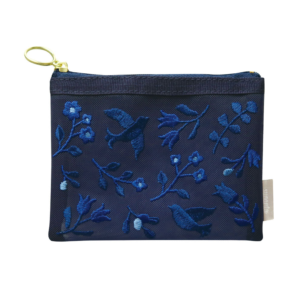 SUVANT MINI POUCH スヴァント ミニポーチ｜ポーチ ケース 刺繍 メッシュ 鍵 キーケース ICカード カード ケース ミニ コンパクト かわいい おしゃれ ボタニカル 花 フラワー 鳥 アート 植物 ギフト プレゼント 母の日｜MATOKA マトカ