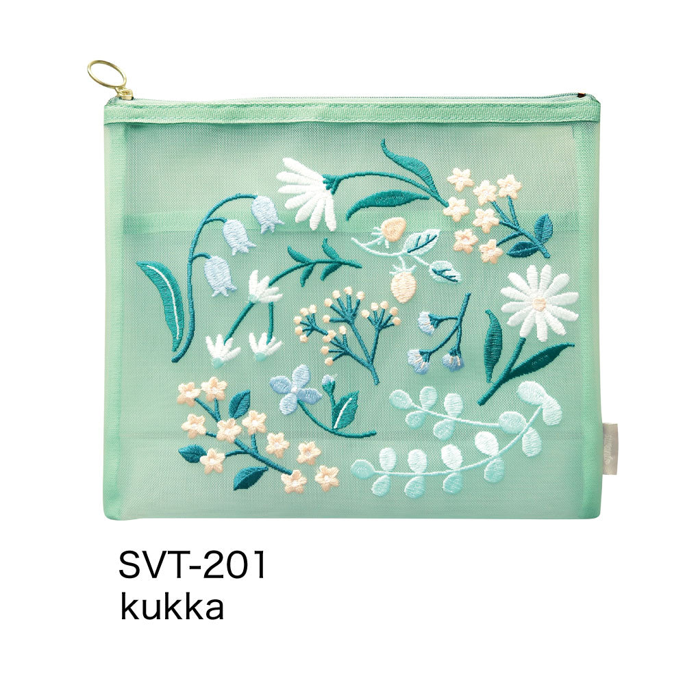 SUVANT BAG IN BAG スヴァント バッグインバッグ｜ポーチ ケース 刺繍 メッシュ 鍵 ケース バッグ 仕切り ポケット 収納 かわいい おしゃれ ボタニカル 花 フラワー 鳥 アート 植物 ギフト プレゼント 母の日｜MATOKA マトカ