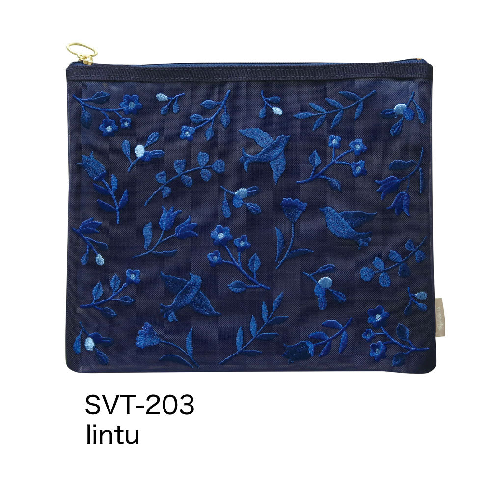 SUVANT BAG IN BAG スヴァント バッグインバッグ｜ポーチ ケース 刺繍 メッシュ 鍵 ケース バッグ 仕切り ポケット 収納 かわいい おしゃれ ボタニカル 花 フラワー 鳥 アート 植物 ギフト プレゼント 母の日｜MATOKA マトカ