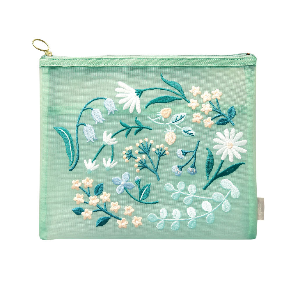 SUVANT BAG IN BAG スヴァント バッグインバッグ｜ポーチ ケース 刺繍 メッシュ 鍵 ケース バッグ 仕切り ポケット 収納 かわいい おしゃれ ボタニカル 花 フラワー 鳥 アート 植物 ギフト プレゼント 母の日｜MATOKA マトカ