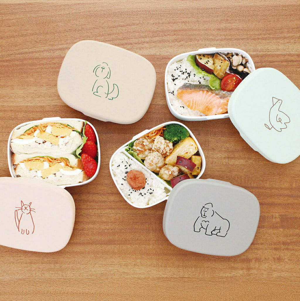 DOODLE ランチボックス ミニ｜LUNCH BOX MINI お弁当箱 ランチ シンプル ピクニック 遠足 行楽 パステルカラー 猫 犬 アヒル ゴリラ カラフル 大人 女子 男子 かわいい おしゃれ ドゥードゥル｜Leaflets