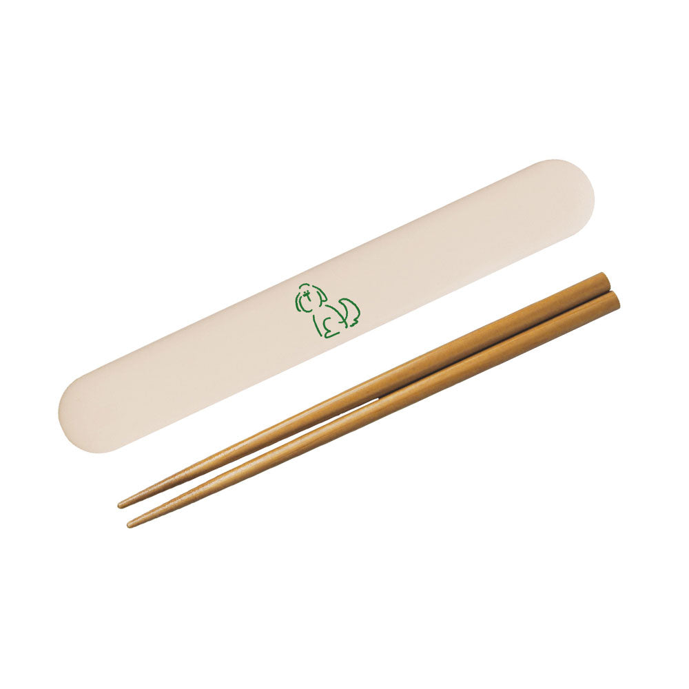DOODLE スライドお箸箱セット｜SLIDE CHOPSTICKS SET ランチ シンプル ピクニック 遠足 行楽 パステルカラー 猫 犬 アヒル ゴリラ カラフル 大人 女子 男子 かわいい おしゃれ 箸 カトラリー 木製 ドゥードゥル｜Leaflets