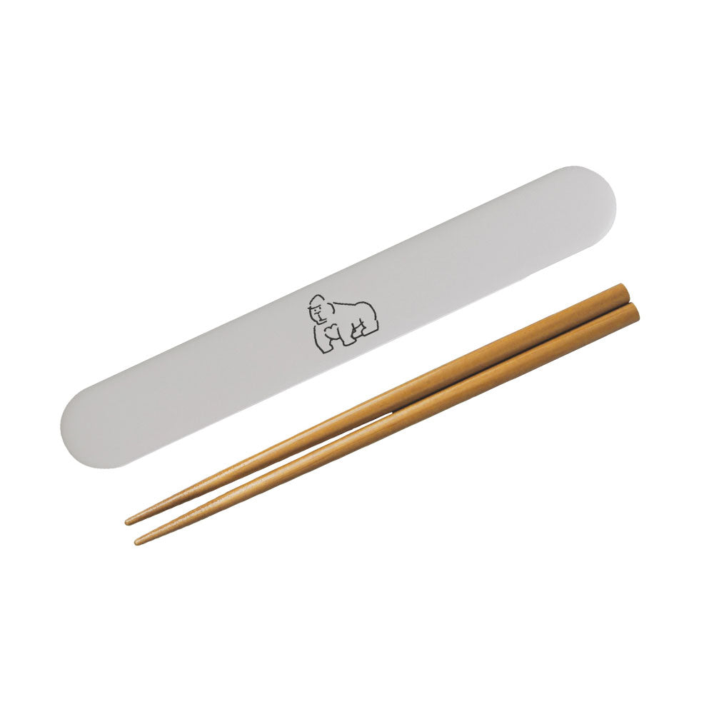 DOODLE スライドお箸箱セット｜SLIDE CHOPSTICKS SET ランチ シンプル ピクニック 遠足 行楽 パステルカラー 猫 犬 アヒル ゴリラ カラフル 大人 女子 男子 かわいい おしゃれ 箸 カトラリー 木製 ドゥードゥル｜Leaflets