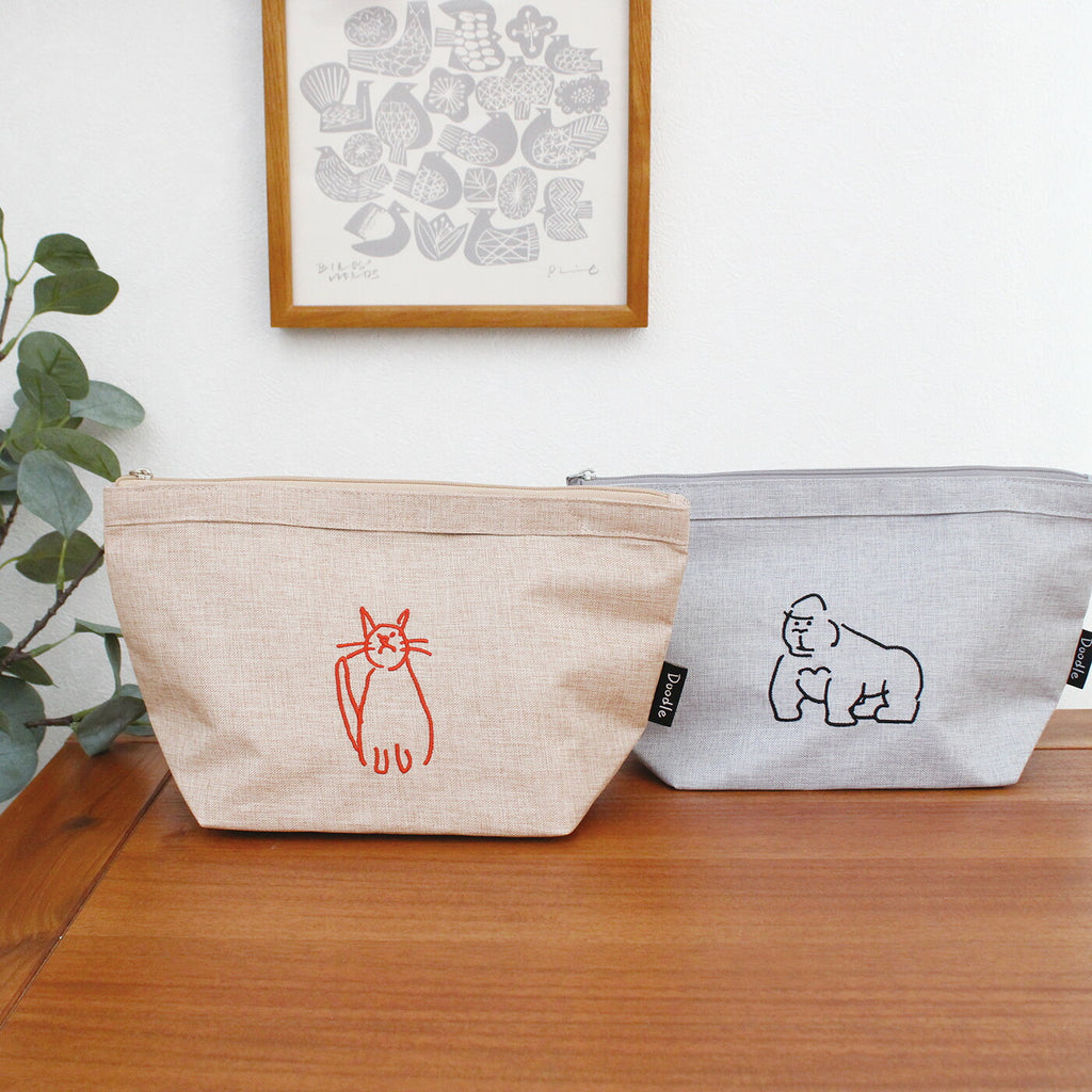 DOODLE 保冷ランチポーチ｜LUNCH COOLER POUCH 保冷 保温 弁当 ランチ シンプル ピクニック 遠足 行楽 パステルカラー 猫 犬 アヒル ゴリラ カラフル 大人 女子 男子 かわいい おしゃれ ドゥードゥル｜Leaflets