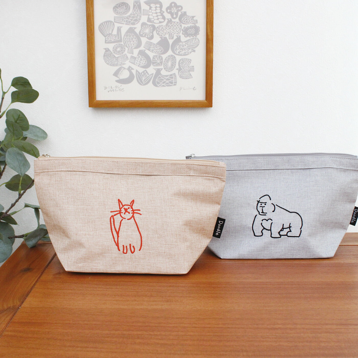 DOODLE 保冷ランチポーチ｜LUNCH COOLER POUCH 保冷 保温 弁当 ランチ シンプル ピクニック 遠足 行楽 パステルカラー 猫 犬 アヒル ゴリラ カラフル 大人 女子 男子 かわいい おしゃれ ドゥードゥル｜Leaflets