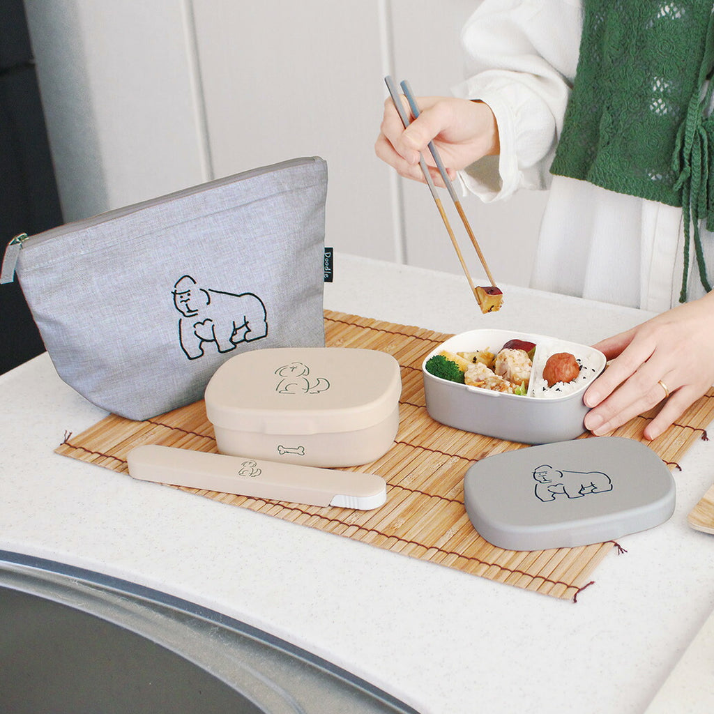 DOODLE 保冷ランチポーチ｜LUNCH COOLER POUCH 保冷 保温 弁当 ランチ シンプル ピクニック 遠足 行楽 パステルカラー 猫 犬 アヒル ゴリラ カラフル 大人 女子 男子 かわいい おしゃれ ドゥードゥル｜Leaflets