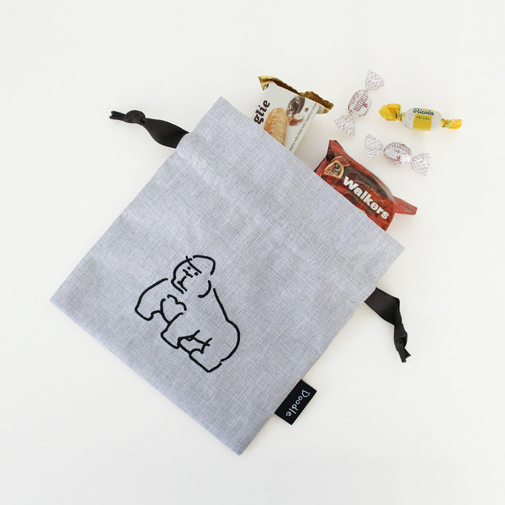 DOODLE ミニ巾着袋｜MINI SACK 収納 整理 お菓子 おやつ ランチ シンプル アクセサリー 旅行 パステルカラー 猫 犬 アヒル ゴリラ カラフル 大人 女子 男子 かわいい おしゃれ 小物入れ バッグインポーチ ドゥードゥル｜Leaflets