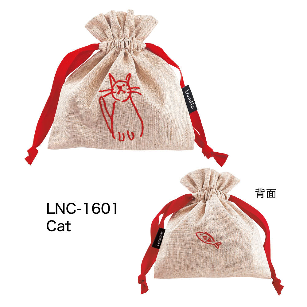 DOODLE ミニ巾着袋｜MINI SACK 収納 整理 お菓子 おやつ ランチ シンプル アクセサリー 旅行 パステルカラー 猫 犬 アヒル ゴリラ カラフル 大人 女子 男子 かわいい おしゃれ 小物入れ バッグインポーチ ドゥードゥル｜Leaflets