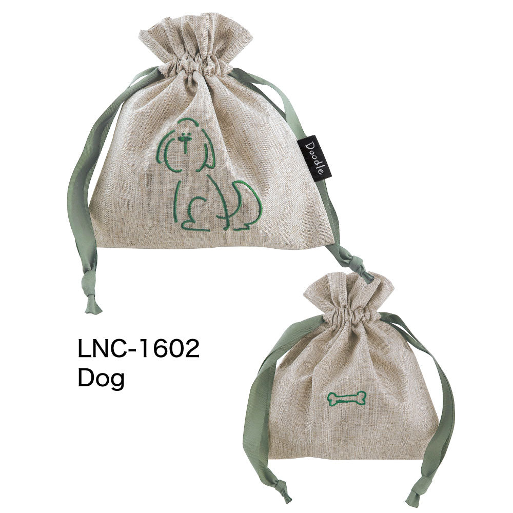 DOODLE ミニ巾着袋｜MINI SACK 収納 整理 お菓子 おやつ ランチ シンプル アクセサリー 旅行 パステルカラー 猫 犬 アヒル ゴリラ カラフル 大人 女子 男子 かわいい おしゃれ 小物入れ バッグインポーチ ドゥードゥル｜Leaflets