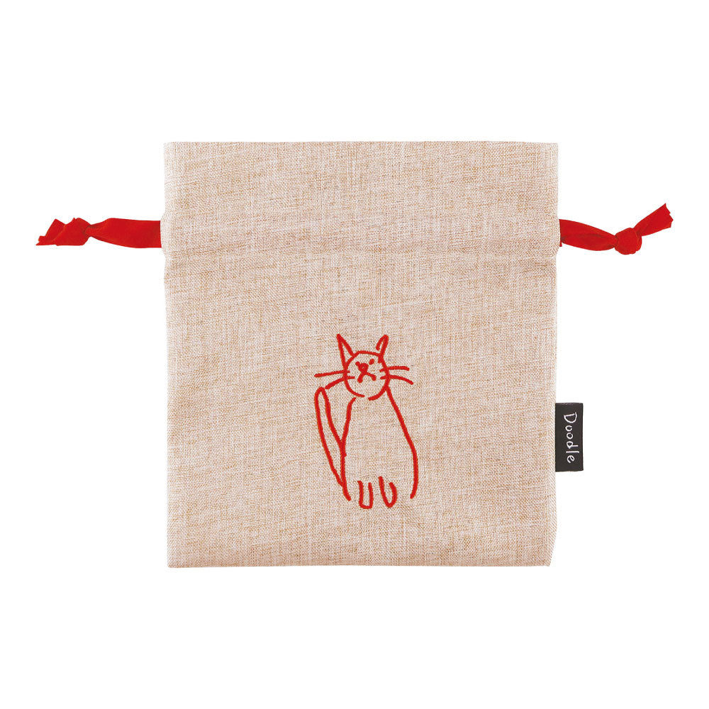 DOODLE ミニ巾着袋｜MINI SACK 収納 整理 お菓子 おやつ ランチ シンプル アクセサリー 旅行 パステルカラー 猫 犬 アヒル ゴリラ カラフル 大人 女子 男子 かわいい おしゃれ 小物入れ バッグインポーチ ドゥードゥル｜Leaflets