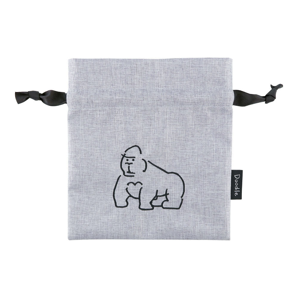 DOODLE ミニ巾着袋｜MINI SACK 収納 整理 お菓子 おやつ ランチ シンプル アクセサリー 旅行 パステルカラー 猫 犬 アヒル ゴリラ カラフル 大人 女子 男子 かわいい おしゃれ 小物入れ バッグインポーチ ドゥードゥル｜Leaflets