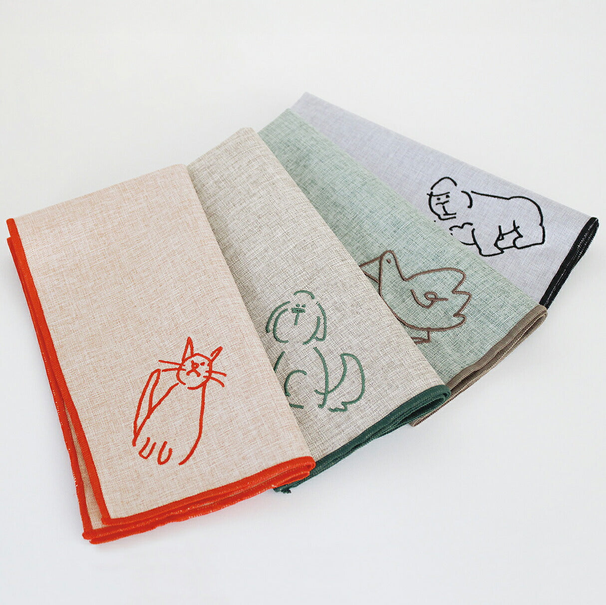 DOODLE ランチクロス｜LUNCH CLOTH ランチ シンプル パステルカラー 猫 犬 アヒル ゴリラ カラフル 大人 女子 男子 かわいい おしゃれ ランチョンマット 風呂敷 ハンカチ スカーフ キッチンクロス キッチンマット ドゥードゥル｜Leaflets