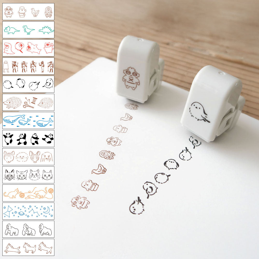 DECO LOOP STAMP デコ ループスタンプ｜おしゃれ かわいい 動物 恐竜 ダイナソー シマエナガ 土偶 エジプシャン メジェド パンダ クジラ ハリネズミ デコレーション ノート 手帳 スタンプ ローラー デコ 犬 猫 ゴリラ 星 馬｜MATOKA マトカ【yp】