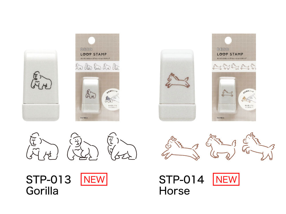 DECO LOOP STAMP デコ ループスタンプ｜おしゃれ かわいい 動物 恐竜 ダイナソー シマエナガ 土偶 エジプシャン メジェド パンダ クジラ ハリネズミ デコレーション ノート 手帳 スタンプ ローラー デコ 犬 猫 ゴリラ 星 馬｜MATOKA マトカ【yp】