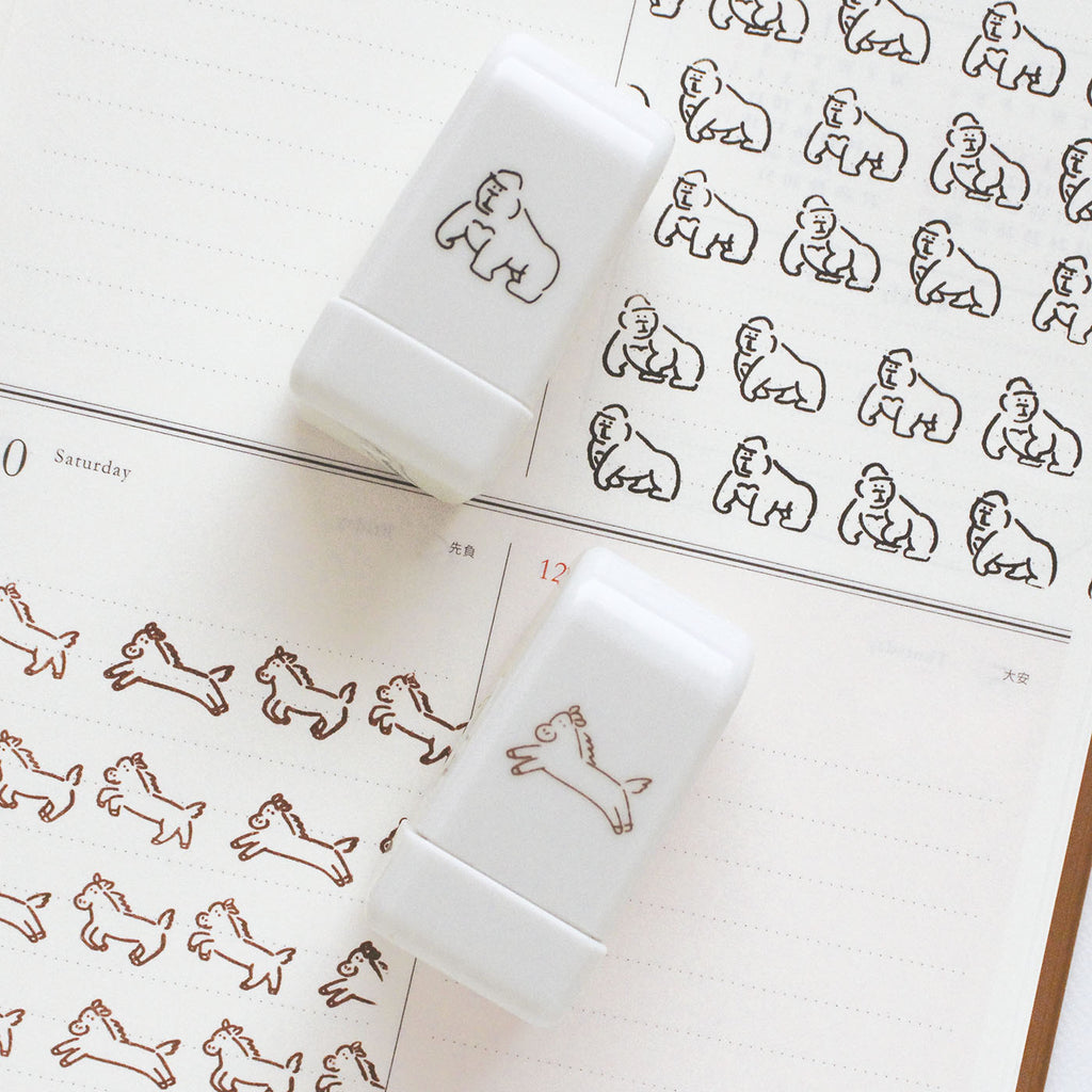 DECO LOOP STAMP デコ ループスタンプ｜おしゃれ かわいい 動物 恐竜 ダイナソー シマエナガ 土偶 エジプシャン メジェド パンダ クジラ ハリネズミ デコレーション ノート 手帳 スタンプ ローラー デコ 犬 猫 ゴリラ 星 馬｜MATOKA マトカ【yp】