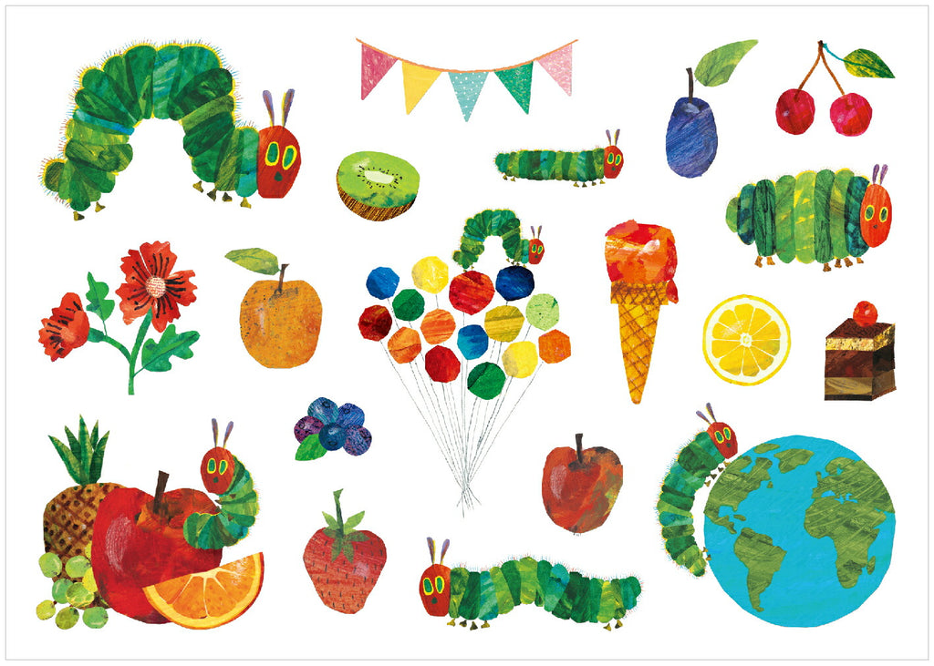ERIC CARLE エリック・カール ファブリックステッカー｜STICKER シール ステッカー 可愛い おしゃれ アート スマホケース パソコン スーツケース 手帳 ノート デコ はらぺこあおむし 食べ物 動物 アニマル｜MATOKA マトカ