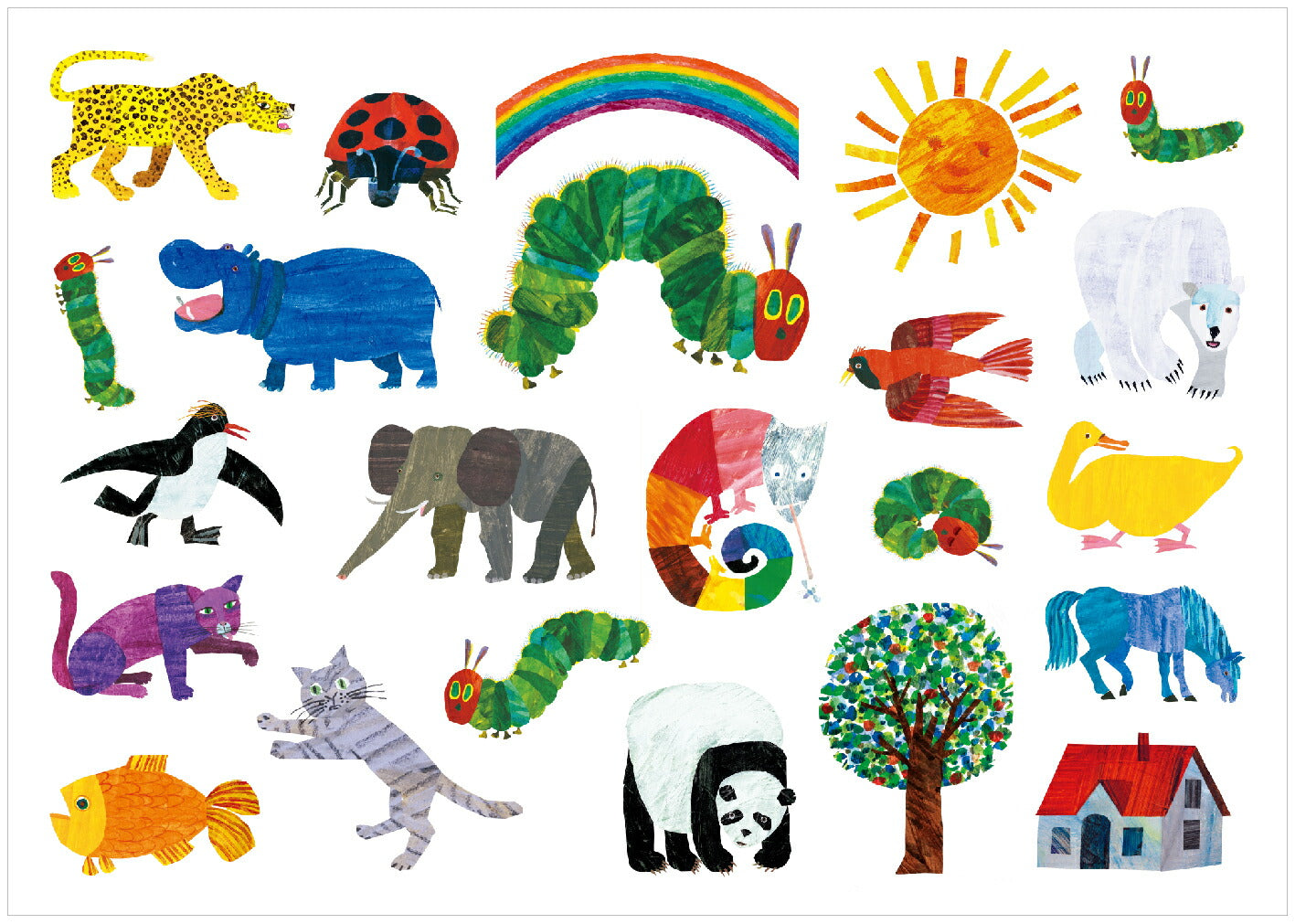 ERIC CARLE エリック・カール ファブリックステッカー｜STICKER シール ステッカー 可愛い おしゃれ アート スマホケース パソコン スーツケース 手帳 ノート デコ はらぺこあおむし 食べ物 動物 アニマル｜MATOKA マトカ