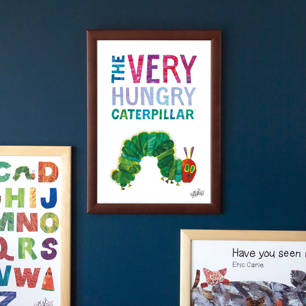 ERIC CARLE：エリック カール・B4サイズ ポスター『Colored Title/ はらぺこあおむし』木製フレームセット｜インテリア 北欧 ナチュラル ブラウン 額装 エリックカール【etc】