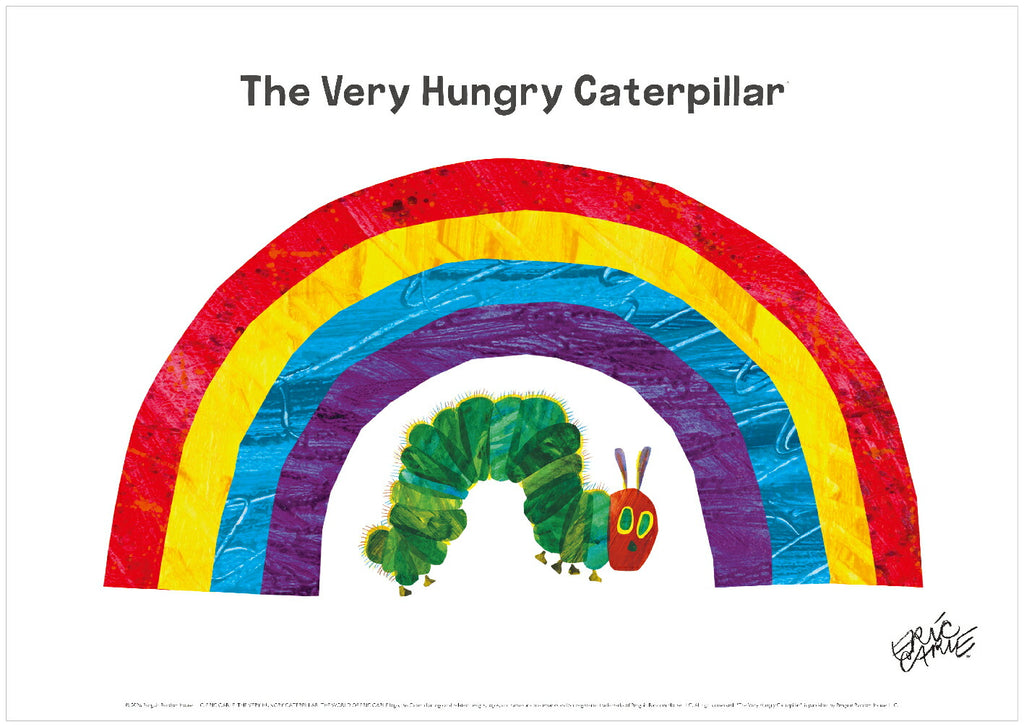 ERIC CARLE：エリック カール・B4サイズ ポスター『Rainbow/ はらぺこあおむし』木製フレームセット｜インテリア 北欧 ナチュラル ブラウン 額装 エリックカール【etc】