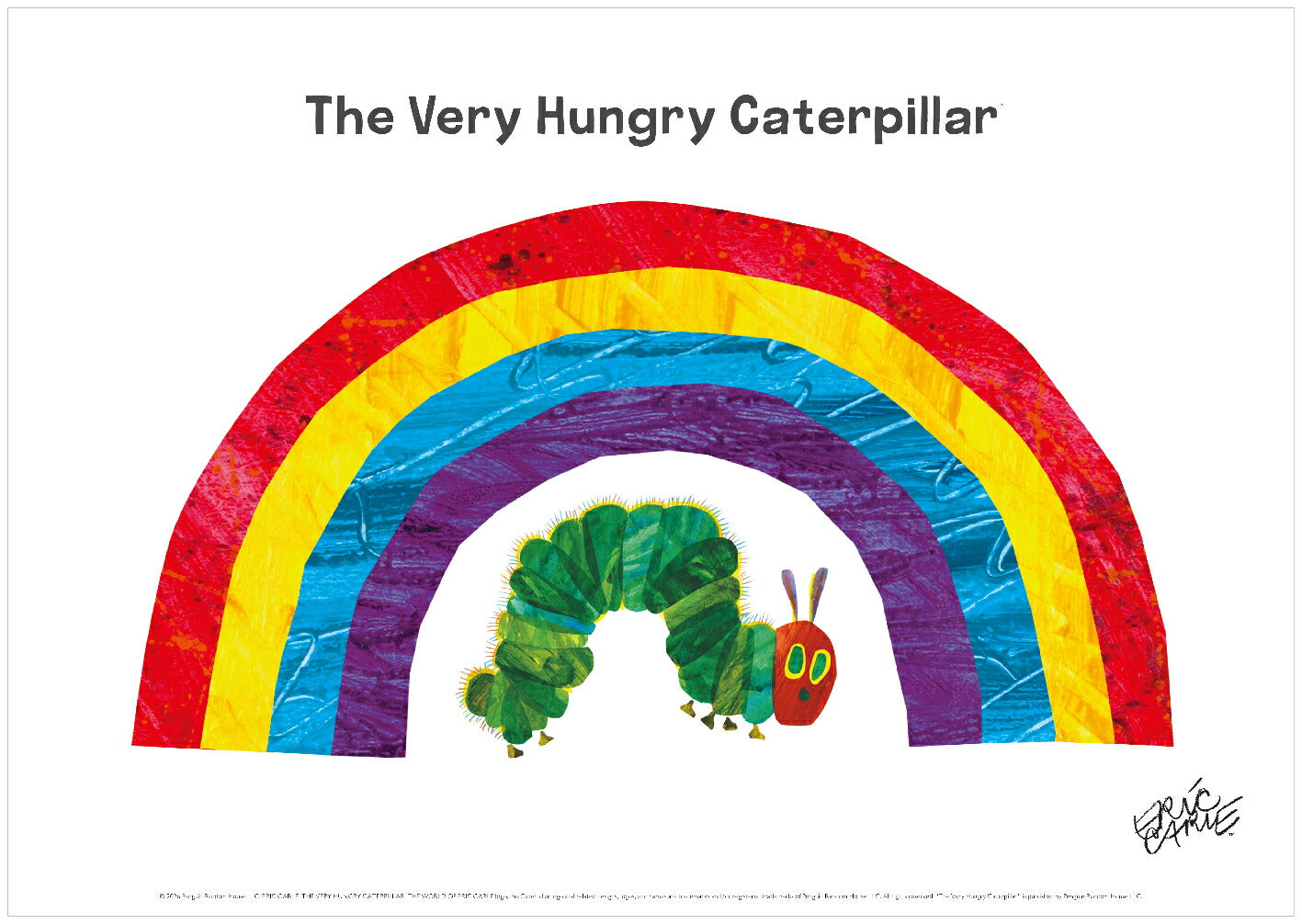 ERIC CARLE：エリック カール・B4サイズ ポスター『Rainbow/ はらぺこあおむし』木製フレームセット｜インテリア 北欧 ナチュラル ブラウン 額装 エリックカール【etc】