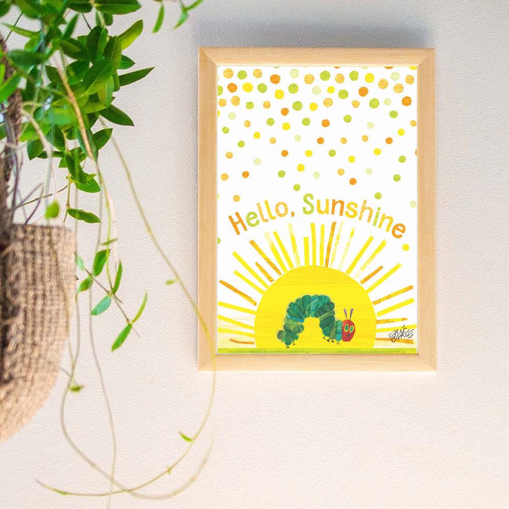 ERIC CARLE：エリック カール・B4サイズ ポスター『Sunshine/ はらぺこあおむし』木製フレームセット｜インテリア 北欧 ナチュラル ブラウン 額装 エリックカール【etc】