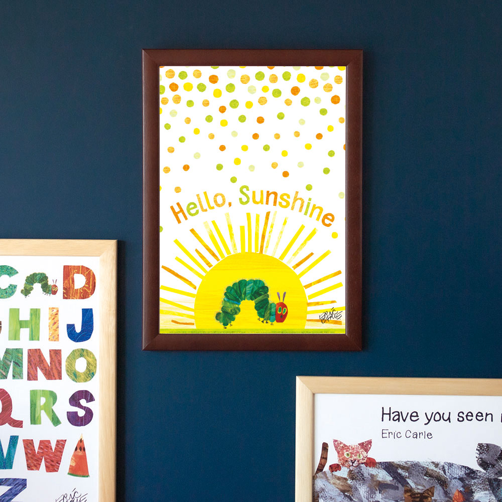 ERIC CARLE：エリック カール・B4サイズ ポスター『Good Morning/ はらぺこあおむし』木製フレームセット｜インテリア 北欧 ナチュラル ブラウン 額装 エリックカール【etc】