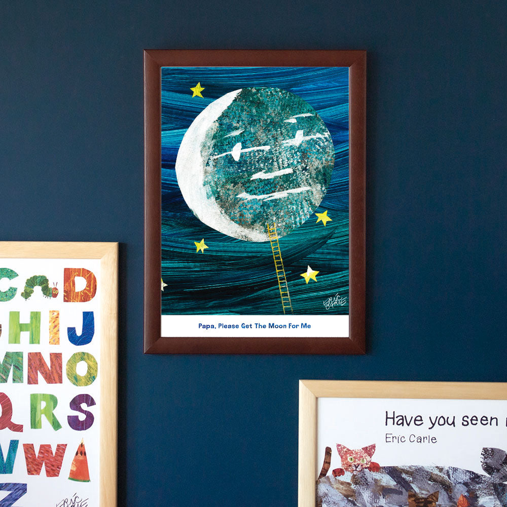 ERIC CARLE：エリック カール・B4サイズ ポスター『Moon/ パパ、お月さまとって！』木製フレームセット｜インテリア 北欧 ナチュラル ブラウン 額装 エリックカール【etc】