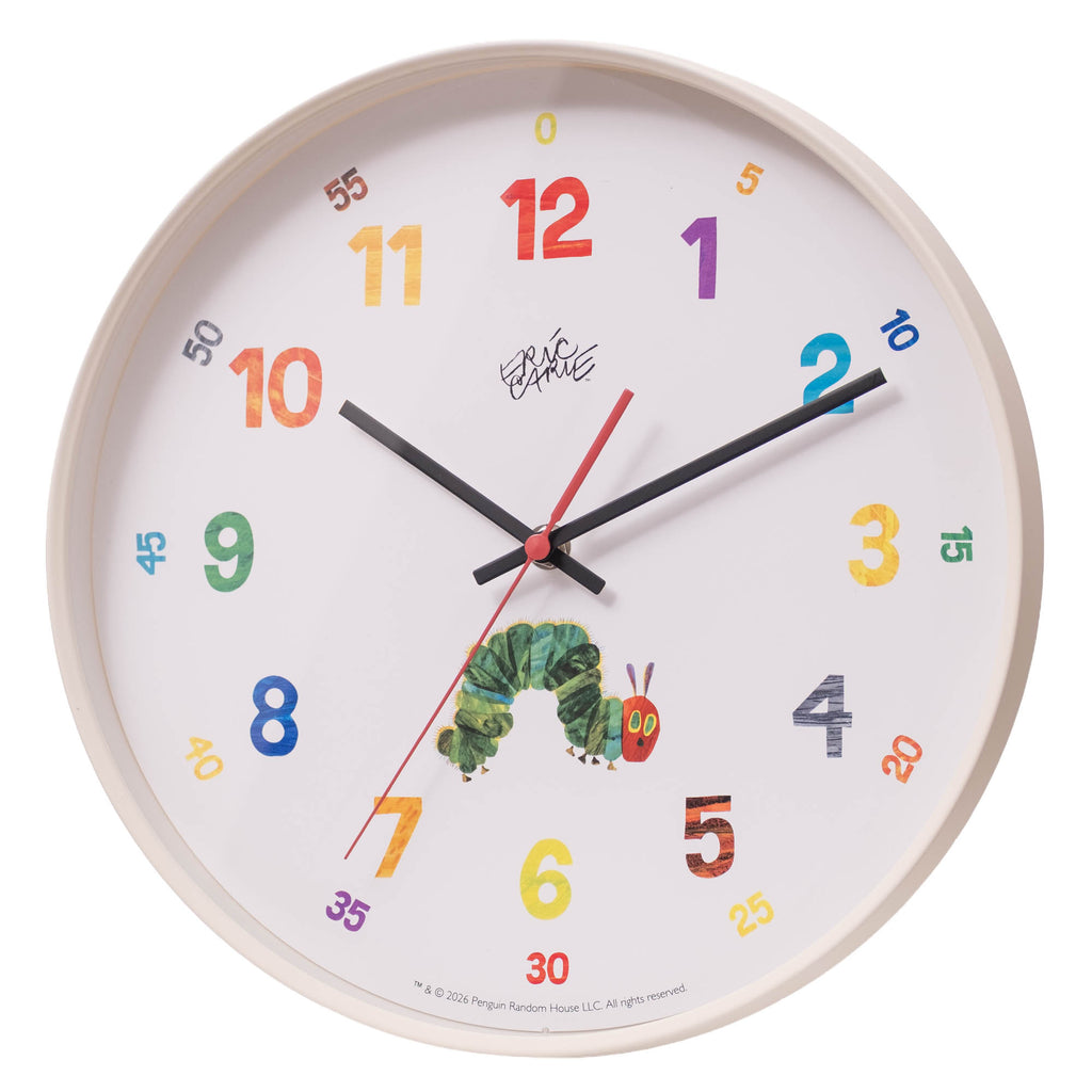 Eric Carle Wall Clock Small Caterpillar｜エリック・カール ウォールクロック スイープムーブメント 壁掛け時計 インテリア はらぺこあおむし 絵本 子供 デザイン アート イラスト