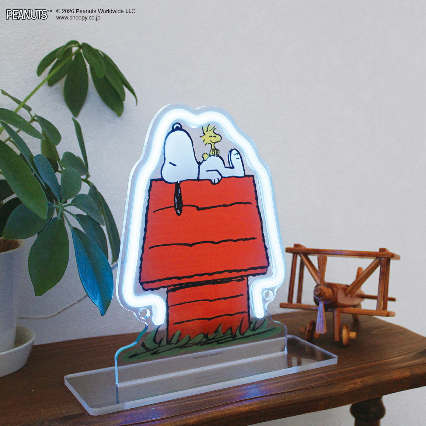PEANUTS NEON LIGHT（House Mini） ｜スヌーピー ウッドストック Snoopy Woodstock おしゃれ かわいい ピーナッツ ネオン ライト 照明 インテリア 調整 壁掛け 卓上 2WAY LED USB 調光 パーティー 誕生日 お祝い イルミネーション 室内
