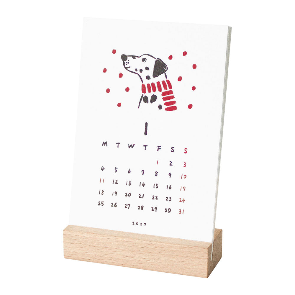 MATOKA マトカ 2027年 卓上カレンダー 木製スタンドタイプ（月曜始まり）『DOGGY｜ドギー』