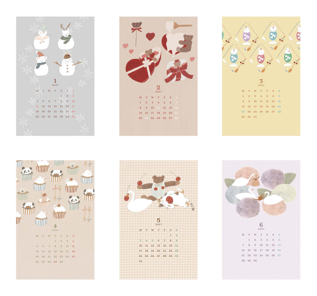 MATOKA マトカ 2027年 卓上カレンダー 木製スタンドタイプ（月曜始まり）『SEASON｜たのしい季節めぐり』