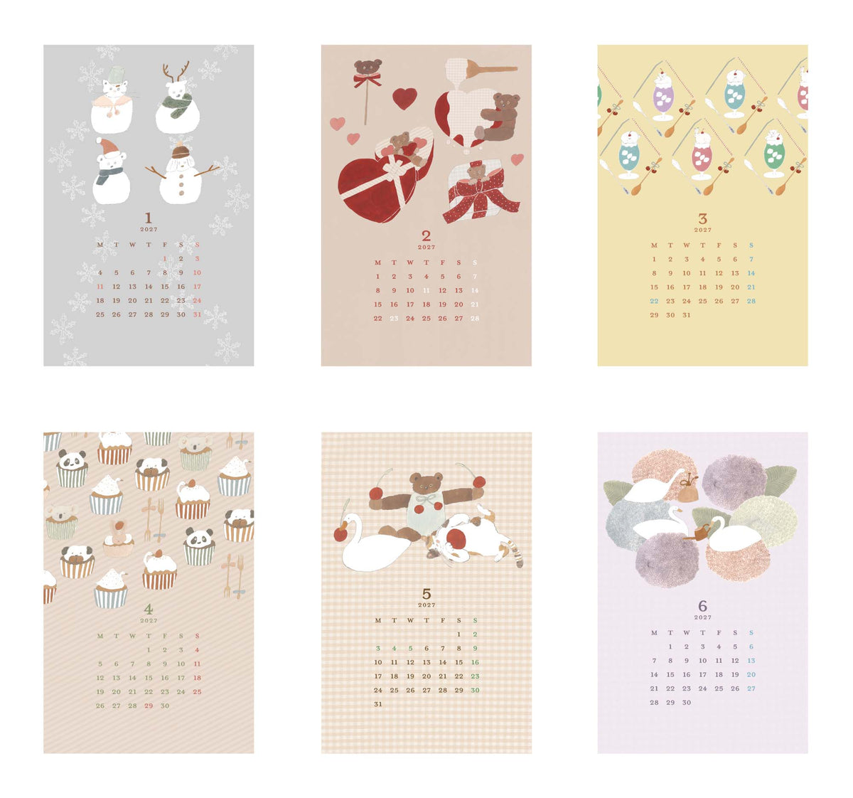 MATOKA マトカ 2027年 卓上カレンダー 木製スタンドタイプ（月曜始まり）『SEASON｜たのしい季節めぐり』